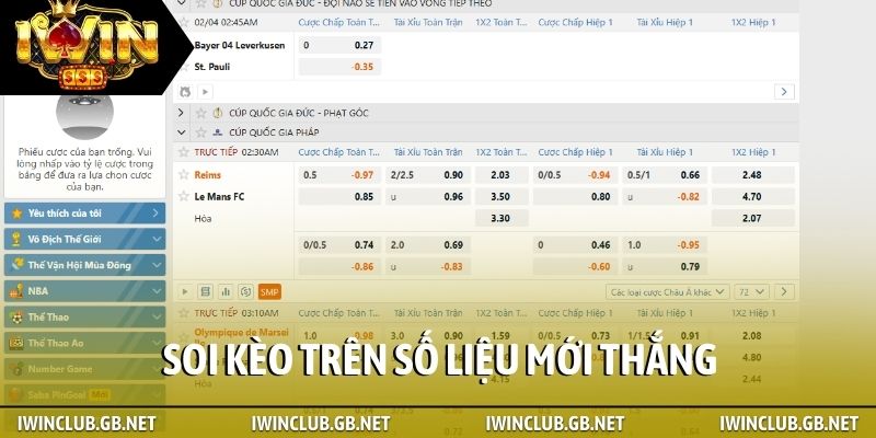 Soi kèo trên số liệu mới thắng